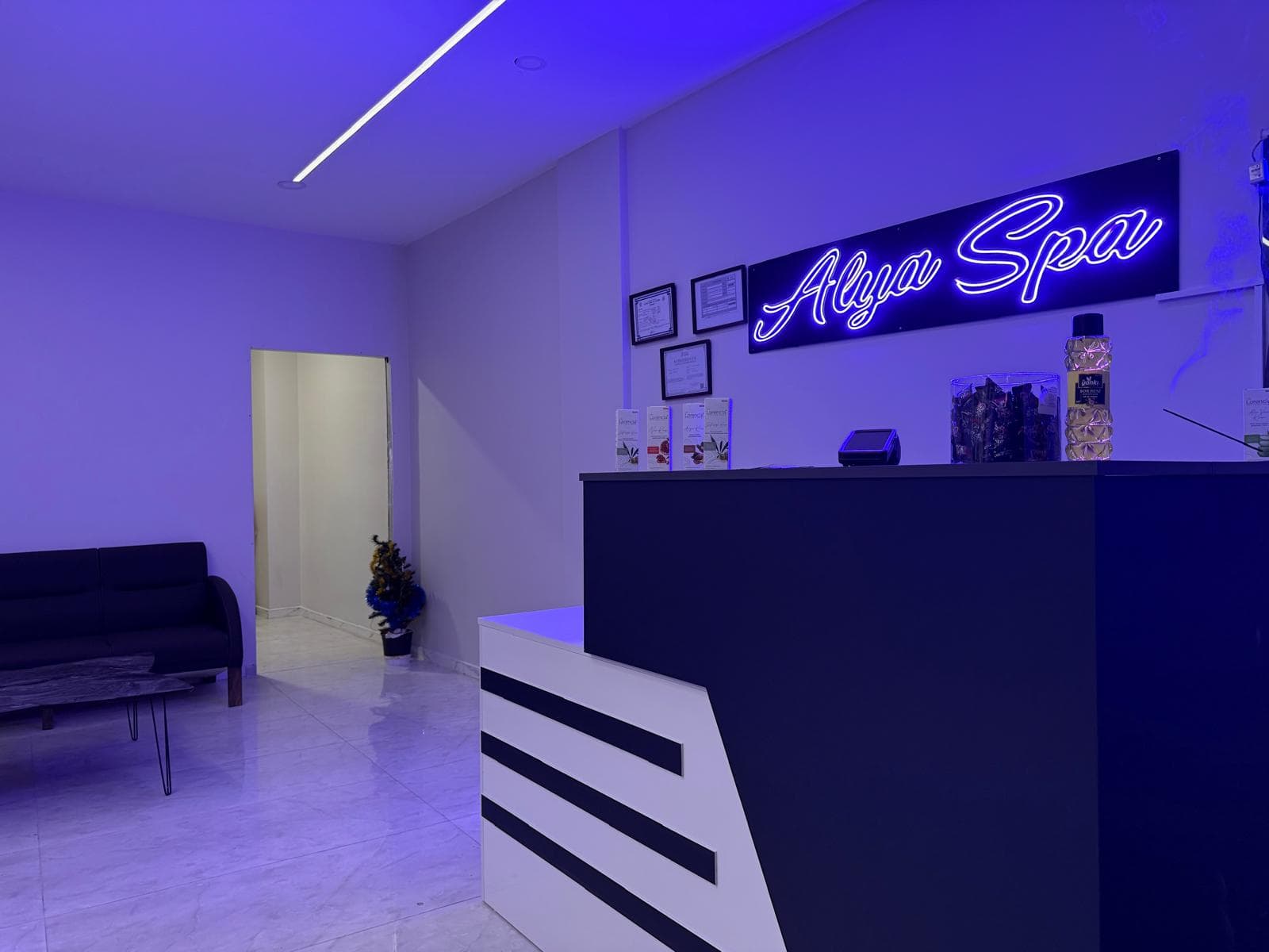 Alya Spa resepsiyon alanı